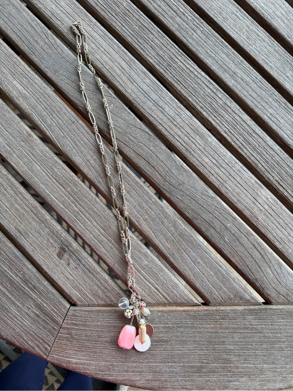 Vintage LOFT Gold-Tone Necklace with Pink and White Charms